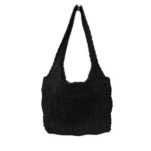 The Sak Crochet Woven Shoulder Bag Black Purse Handbag